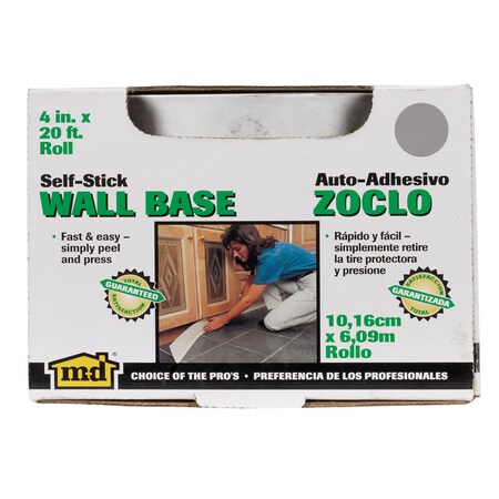 M-D Building Products M-D Building Products 4 in. H X 0.08 in. W X 20 ft. L Self-Stick Silver Gray Vinyl Wall Base 93245